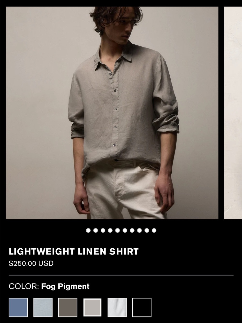 James Perse Fog Pigment Linen Button-Down Shirt